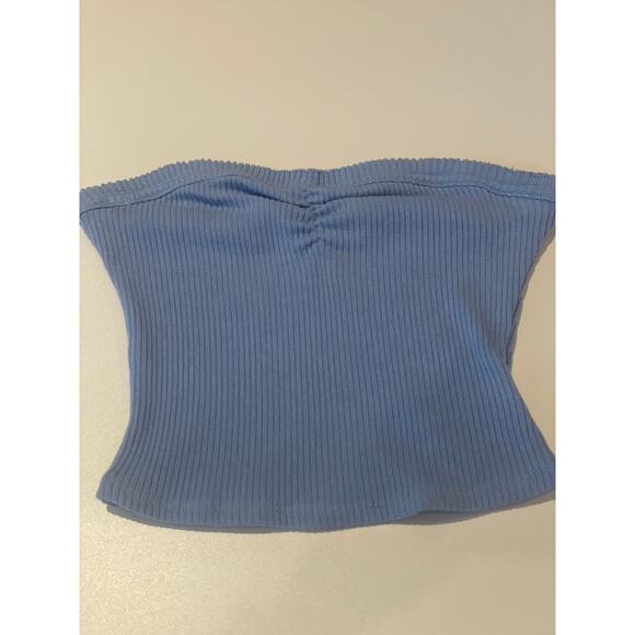 Urban Outfitters Tube Top Women’s Small Blue Ribbed Ruched Stretch Summer Casual - Picture 5 of 5